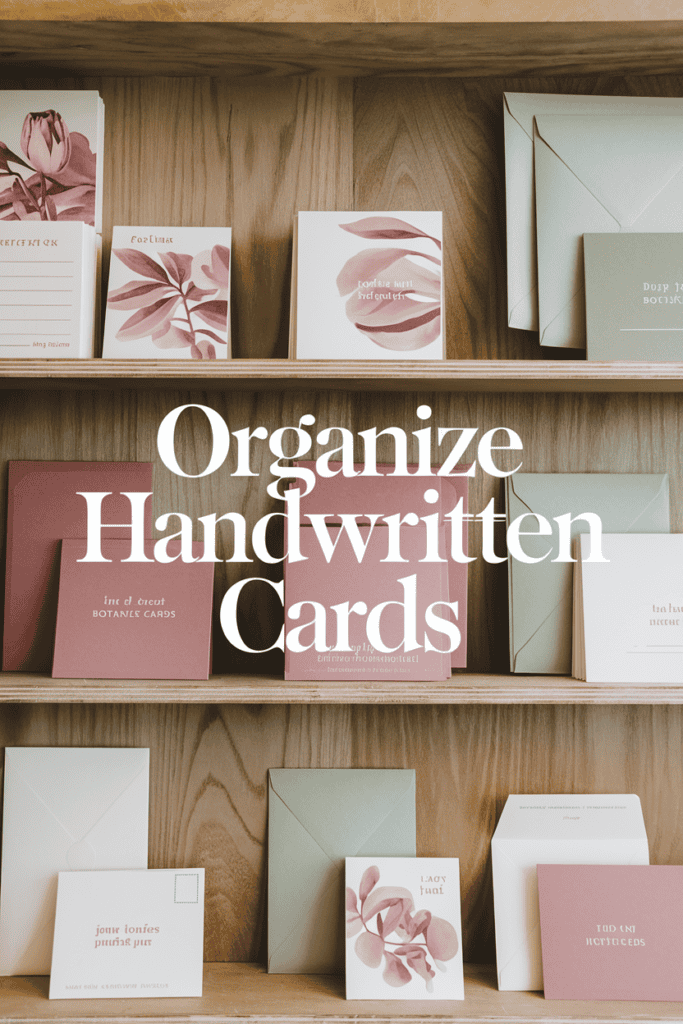 Organize Handwritten Cards shelves that have many cards ready to be sent