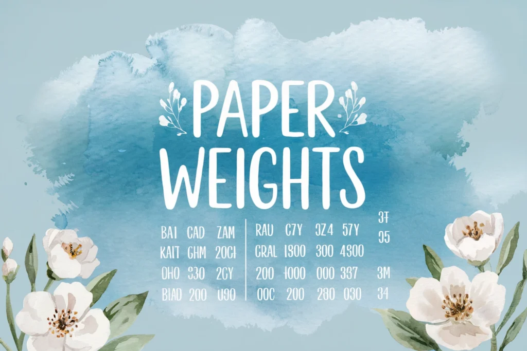 hand-drawn chart to illustrate how to choose the right weight of paper for cardmaking