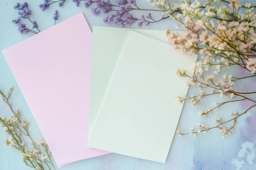 pastel cardstock examples showing how to choose the right weight of paper for greeting cards
