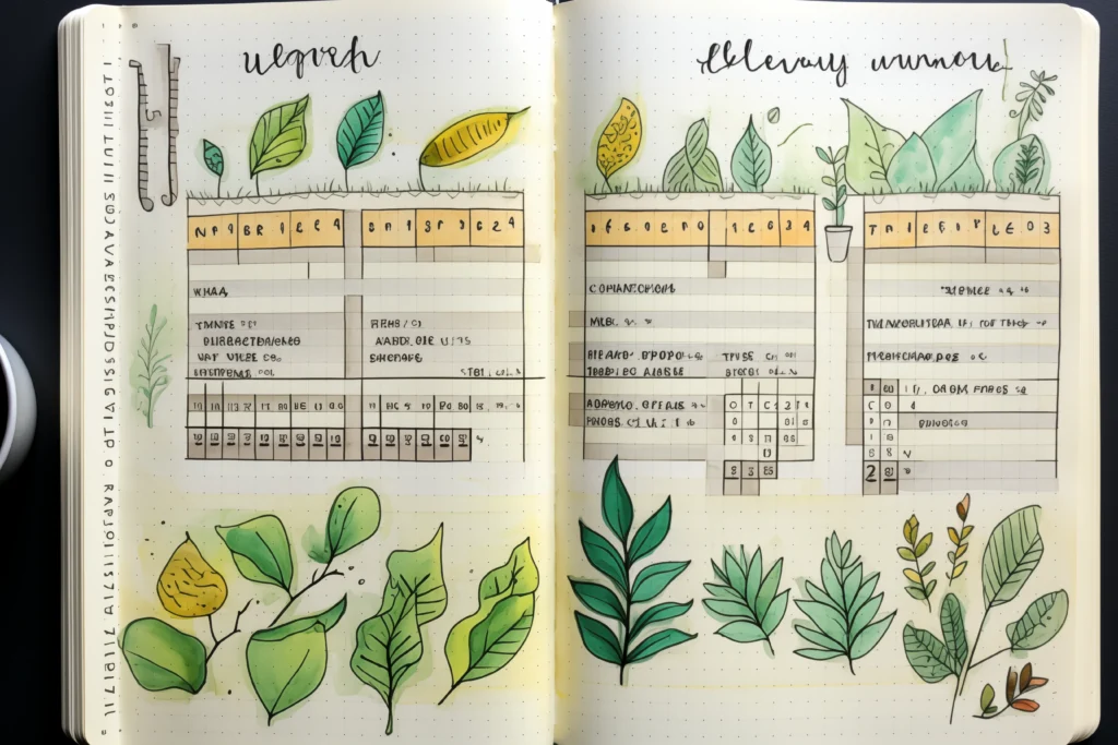 Simple habit tracker journal page with doodles — a motivating journaling idea for beginners.