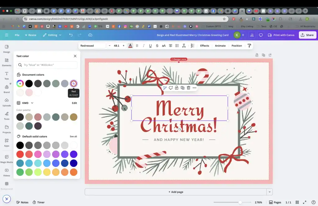 How to make a Christmas Card in ten minutes and change the color
