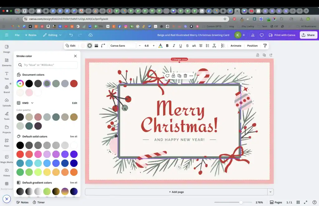 How to make a Christmas card in ten minutes and change the border color
